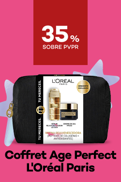 Coffret Age Perfect da marca Loreal Paris com destaque promocional de  35% sobre pre&ccedil;o de Venda ao P&uacute;blico Recomendado